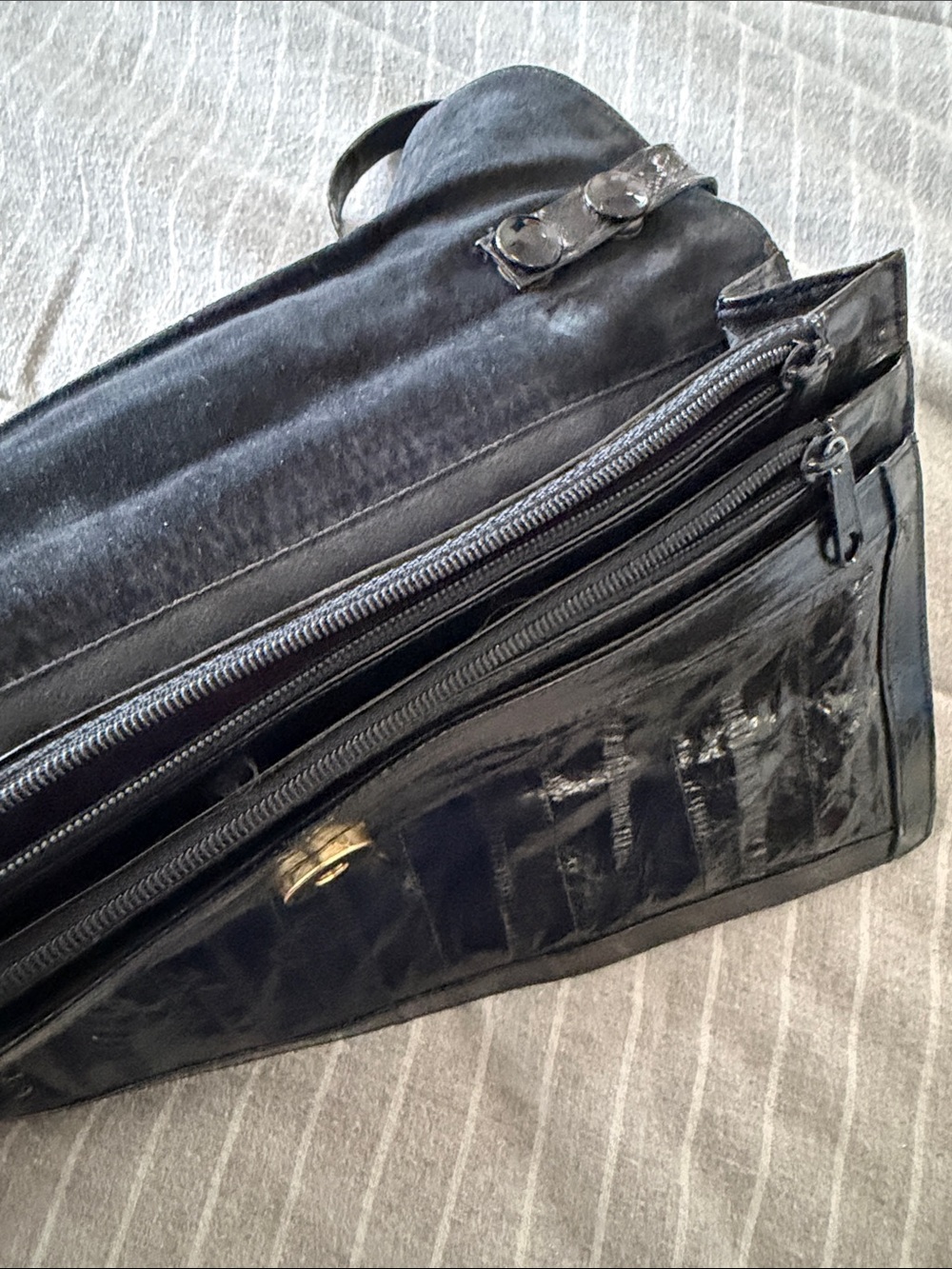 Vintage Black Eel Skin Purse Shoulder Bag - Picture 9 of 9